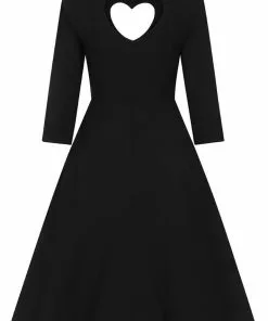 New In Banned Heart 40's A-Line Dress Black 7 New In Banned Heart 40's A-Line Dress Black