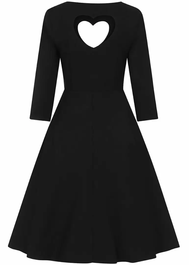 New In Banned Heart 40's A-Line Dress Black 5 New In Banned Heart 40's A-Line Dress Black