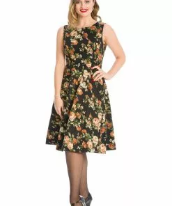 Banned Midnight Rose 50's Swing Dress Black