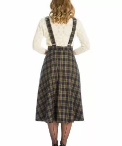 Banned Tartan 40's Pinafore Swing Dress Navy New In 7 Banned Tartan 40's Pinafore Swing Dress Navy New In