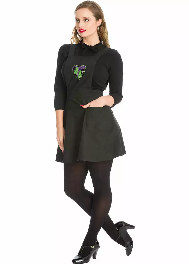 New In Banned Made For Each Other Frankenstein Pinafore 60's Swing Dress Black 4 New In Banned Made For Each Other Frankenstein Pinafore 60's Swing Dress Black