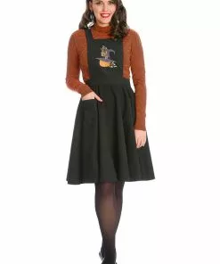 New In Banned Pumpkin Spice & All Things Nice Pinafore 60's Swing Dress Black