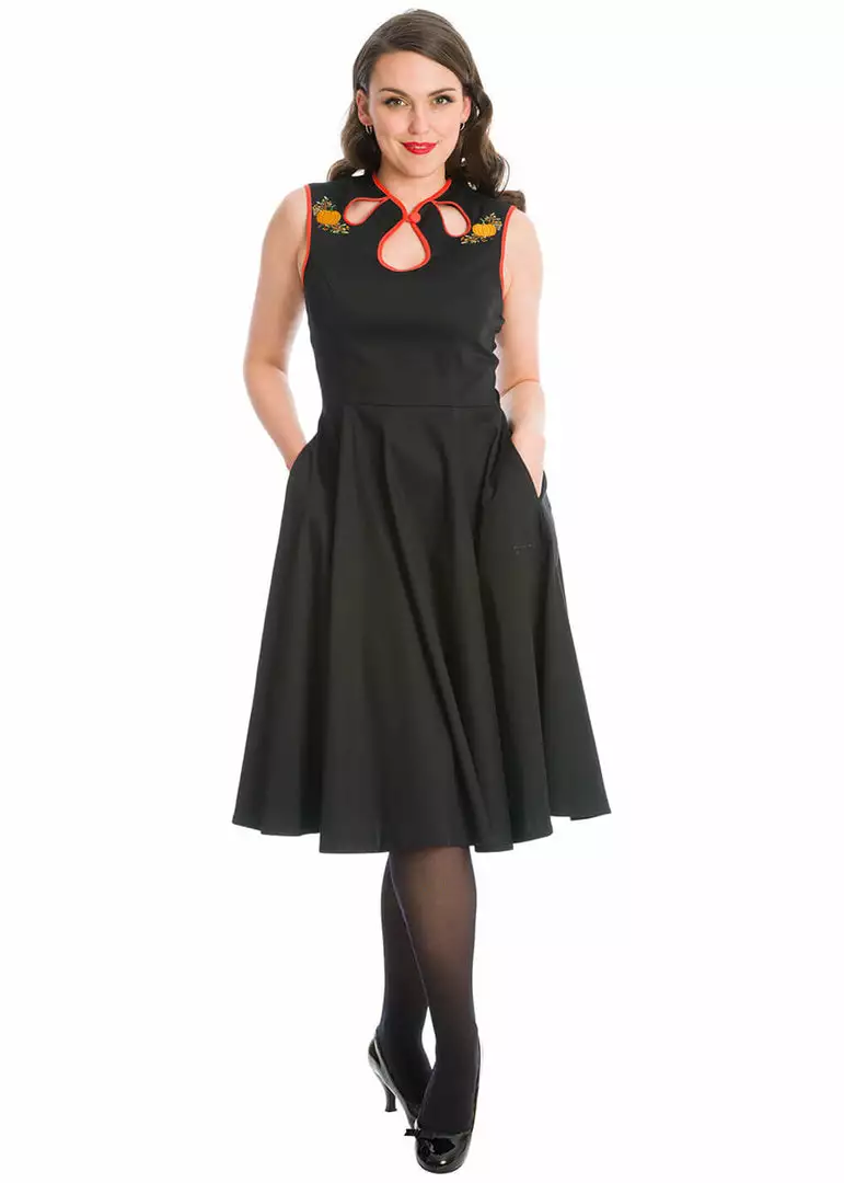 Banned Pumpkin Spice & All Things Nice 50's Swing Dress Black New In 3 Banned Pumpkin Spice & All Things Nice 50's Swing Dress Black New In