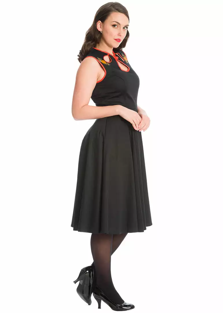 Banned Pumpkin Spice & All Things Nice 50's Swing Dress Black New In 5 Banned Pumpkin Spice & All Things Nice 50's Swing Dress Black New In
