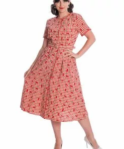New In Banned Cherry Amore 40's Swing Dress Red