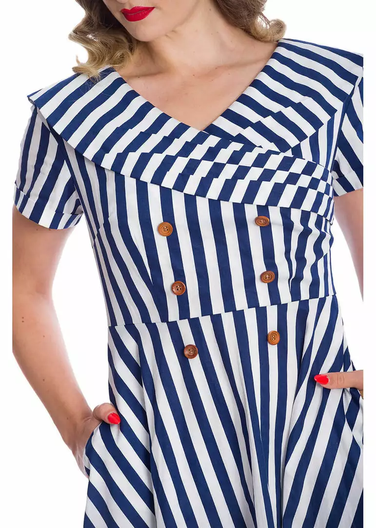 Banned Captain Sailor 50's Swing Dress Navy New In 5 Banned Captain Sailor 50's Swing Dress Navy New In