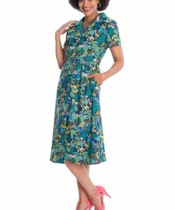 New In Banned Forest 50's Swing Dress Blue