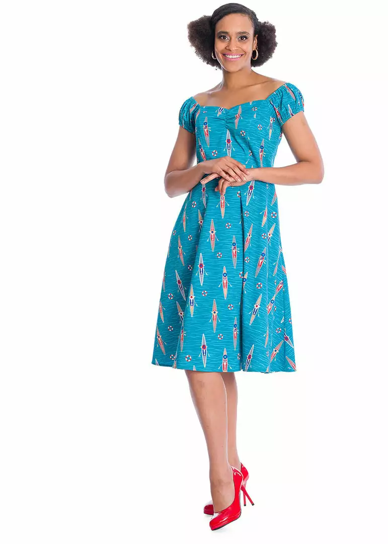 Banned Regatta Girl Boats 50's Swing Dress Blue New In 5 Banned Regatta Girl Boats 50's Swing Dress Blue New In
