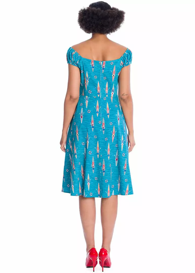 Banned Regatta Girl Boats 50's Swing Dress Blue New In 6 Banned Regatta Girl Boats 50's Swing Dress Blue New In