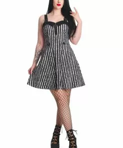Banned Spooky Nightwalks 50's Swing Dress Black White New In