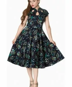 New In Banned Proud Peacock Cutout Swing Dress