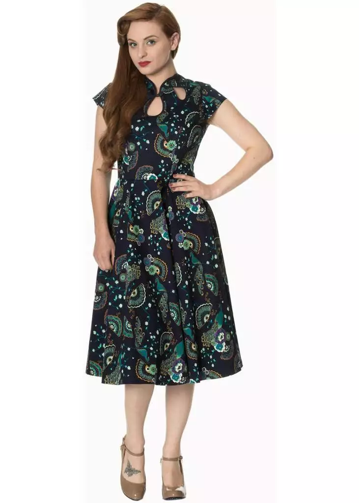 New In Banned Proud Peacock Cutout Swing Dress 6 New In Banned Proud Peacock Cutout Swing Dress