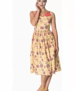 Banned Parasol All Over 50's Swing Dress Cream New In 9 Banned Parasol All Over 50's Swing Dress Cream New In