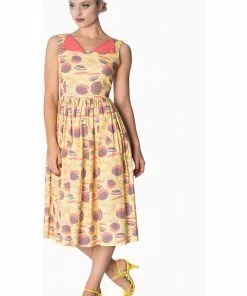 Banned Parasol All Over 50's Swing Dress Cream New In