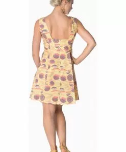 New In Banned Parasol Tabs 60's Dress Cream