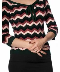 New In Banned Zooey Zag 60's Top Pink Green