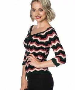 New In Banned Zooey Zag 60's Top Pink Green