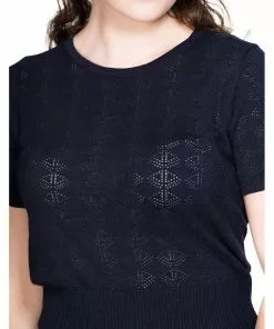 New In Banned Pointelle 50's Jumper Navy