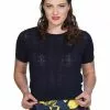 New In Banned Pointelle 50's Jumper Navy