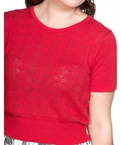 Banned Pointelle 50's Jumper Red New In