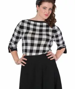 Banned Check Me 40's Jumper Top Black