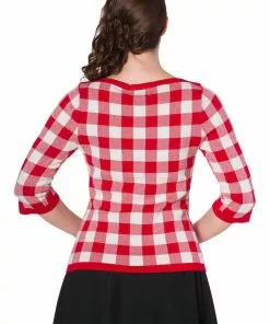 Banned Check Me 40's Jumper Top Red New In