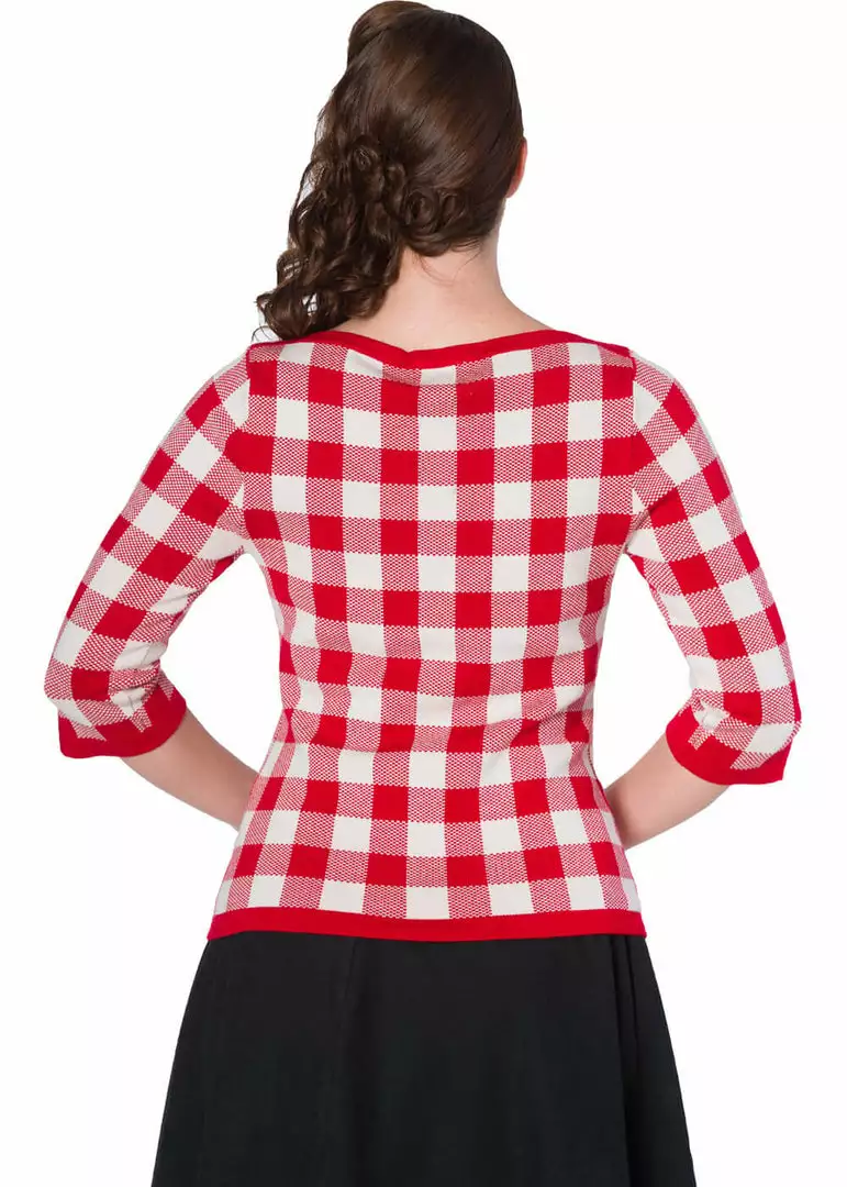 Banned Check Me 40's Jumper Top Red New In 4 Banned Check Me 40's Jumper Top Red New In