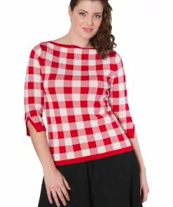 Banned Check Me 40's Jumper Top Red New In 8 Banned Check Me 40's Jumper Top Red New In