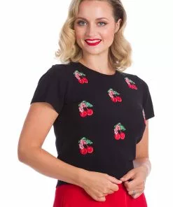 Banned Cherry Berry 50's Jumper Black New In