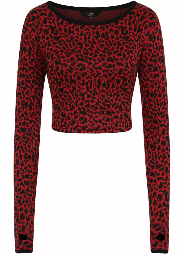 Banned Raptor Leopard 50's Jumper Red 3 Banned Raptor Leopard 50's Jumper Red