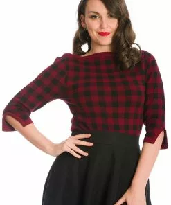 New In Banned Houndstooth 60's Jumper Burgundy Color 8 New In Banned Houndstooth 60's Jumper Burgundy Color