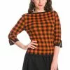 Banned Houndstooth 60's Jumper Orange Color 1 Banned Houndstooth 60's Jumper Orange Color