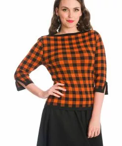 Banned Houndstooth 60's Jumper Orange Color