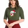 Banned Holly Cat Christmas 50's Jumper Green New In 2 Banned Holly Cat Christmas 50's Jumper Green New In
