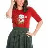 Banned Holly Cat Christmas 50's Jumper Red