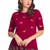 Banned Queens Corgi 50's Jumper Top Burgundy New In 1 Banned Queens Corgi 50's Jumper Top Burgundy New In