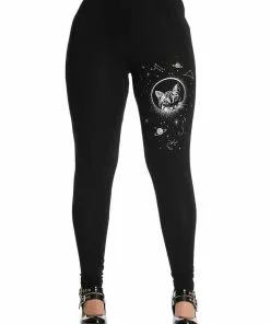 New In Banned Space Cat Leggings Black