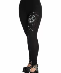 New In Banned Space Cat Leggings Black