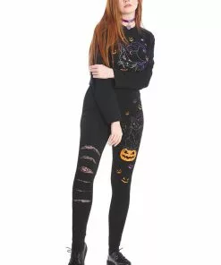 New In Banned Spell On Me Cat Leggings Black