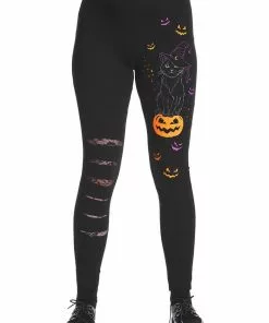 New In Banned Spell On Me Cat Leggings Black