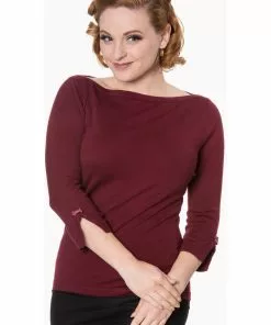 Banned Addicted 50's Sweater Burgundy Red New In