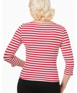 New In Banned Modern Love Striped 50's Top Red White 5 New In Banned Modern Love Striped 50's Top Red White