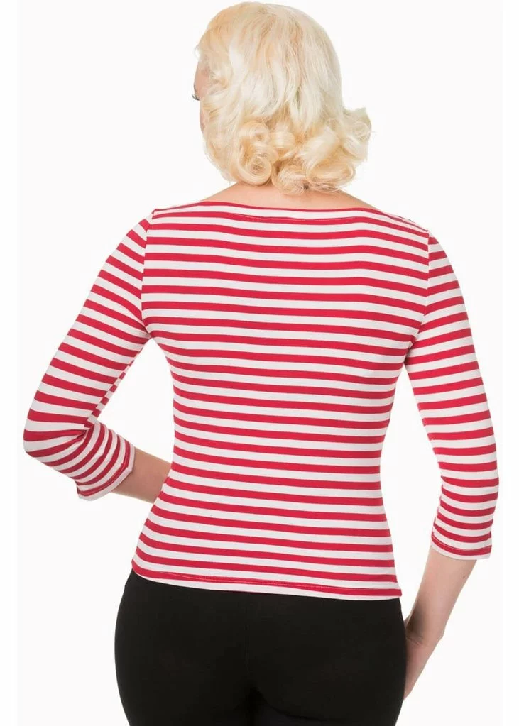 New In Banned Modern Love Striped 50's Top Red White 4 New In Banned Modern Love Striped 50's Top Red White