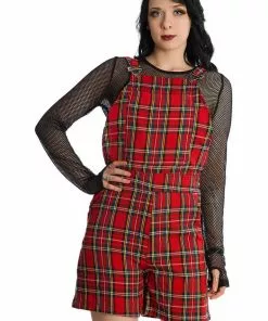 Banned Lifes Too Short Tartan Playsuit Red New In