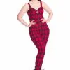Banned Lenore Tartan 80's Jumpsuit Red New In 2 Banned Lenore Tartan 80's Jumpsuit Red New In