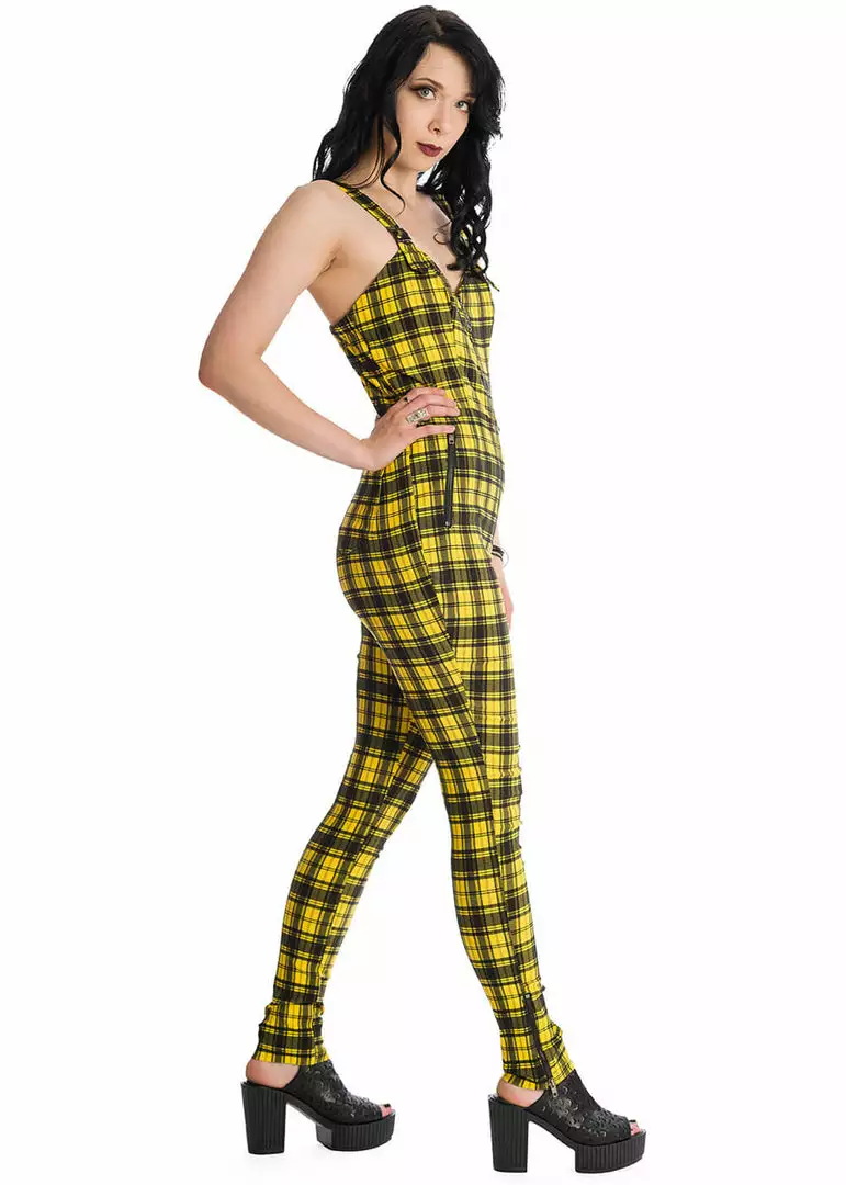 Banned Lenore Tartan 80's Jumpsuit Yellow New In 5 Banned Lenore Tartan 80's Jumpsuit Yellow New In