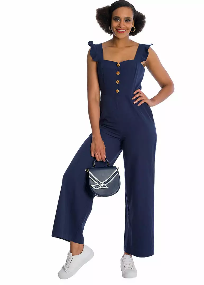 Banned Cute Culotte 60's Jumpsuit Navyblue New In 6 Banned Cute Culotte 60's Jumpsuit Navyblue New In