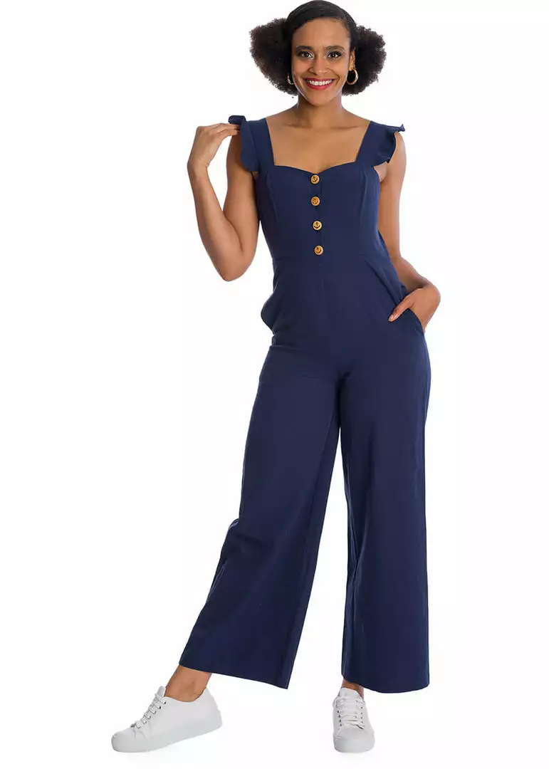 Banned Cute Culotte 60's Jumpsuit Navyblue New In 3 Banned Cute Culotte 60's Jumpsuit Navyblue New In