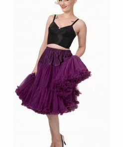 Banned 50's Petticoat Long Aubergine Purple