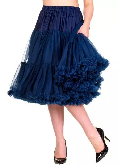Banned 50's Petticoat Long Navy New In 3 Banned 50's Petticoat Long Navy New In
